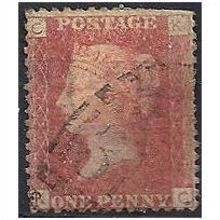 1858 SG43 1d Red Plate 135 Good+/Fine Used Check Letters "KC".