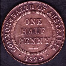 1924 Australia 1 Half Penny Coin