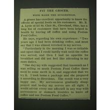 1900 Postum Food Coffee Ad - Fit the grocer. Wife made the suggestion