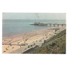BEACH AND PIER, CROMER, NORFOLK. unused vintage postcard =