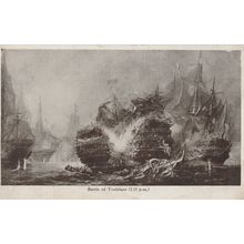 Battle Of Trafalgar Ship Disaster Antique Painting Postcard