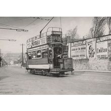 Open Top Tram Bus at Nags Head Hill Bristol Market in WW2 Postcard