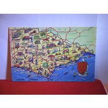 MAP OF EAST SUSSEX unused vintage postcard dated 1969 #