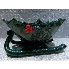 Vintage Lefton Christmas Sleigh Planter Candy Nut Dish