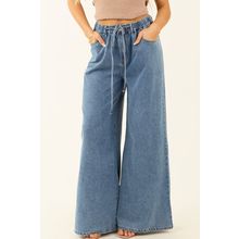 Dusk Blue Medium Wash Super Wide Leg Denim Pants