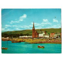 Postcard UK Scotland Ayrshire Largs the beach from sea Jumbo size posted 1963