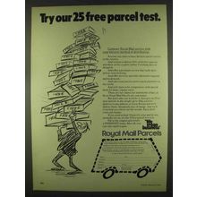 1978 Royal Mail Parcels Ad - Try Our 25 Free Test
