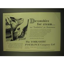 1958 Yorkshire Insurance Ad - Devonshire for cream but Yorkshire for insurance