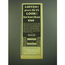 1968 Dulci Hi-Fi Equipment Ad - Listen! Pure Hi-Fi Look! For less than £60