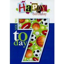 Happy Birthday - AGE 7- Birthday Greeting Card - 01031