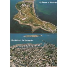St Vaast La Hougue 2x Map Aerial French Postcard s
