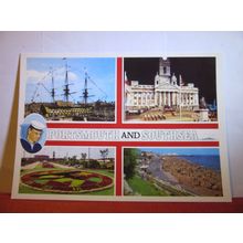 multiview, PORTSMOUTH & SOUTHSEA HAMPSHIRE unused postcard by J Authur Dixon a =