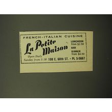 1960 La Petite Maison Restaurant Advertisement - French-Italian Cuisine