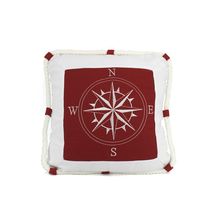 Pack Of 2] Red Compass With Nautical Rope Decorative Throw Pillow 16""