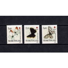 SUOMI FINLAND 1986 FINNISH RED CROSS FUND BUTTERFLIES SET OF 3 MINT NEVER HINGED