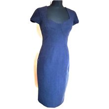 Sticky Fingers Fitted Blue Navy Wool Dress 10 UK