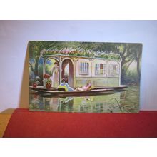 HOUSEBOAT, THAMES DITTON, Surrey. used antique postcard by Ettlinger 1910 pm =