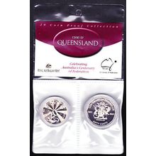 2001 Australia Centenary of Federation Proof Coin Set 2 Coin Queensland