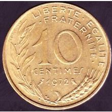 1972 France 10 Centimes Coin