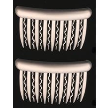 French Side Hair Combs in Wavy and Straight Tortoise Shell Combs [ Silver ]