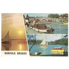 NORFOLK BROADS multi view used postcard postmark 1973 colourmaster PLC14093 #