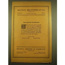 1924 Brown, Shipley & Company Ad - International Investments
