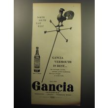1954 Gancia Vermouth Ad - North South East West Gancia Vermouth is Best