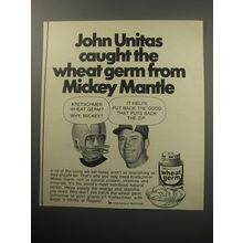 1971 Kretschmer Wheat Germ Ad - John Unitas caught wheat germ from Mickey Mantle