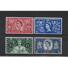 GB.1953 Coronation set of 4.Mounted Mint.Jul25