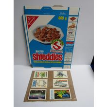 Nabisco 1984 Shreddies Ghostbusters Cereal Box & Set of 7 Waterslide Transfers