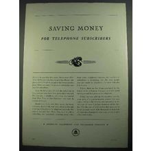 1931 Bell Telephone Ad - Saving Money for Subscribers