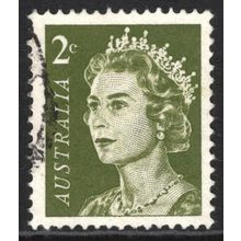 AUSTRALIA 1966: QUEEN ELIZABETH II DEFINITIVES - 2c OLIVE-GREEN USED (G4)