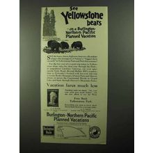 1922 Burlington Northern Pacific Railroad Ad - Bears