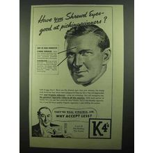 1939 K4's Cigarettes Ad - Eyes Picking Winners?