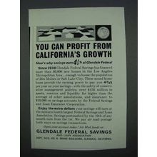 1962 Glendale Federal Savings Ad - You Can Profit