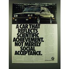 1986 BMW 528e Car Ad - Reflects Scientific Achievement