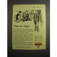 1948 YMCA War and National Service Fund Ad - Come in, chum!