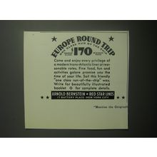 1937 Arnold Bernstein Red Star Lines Ad - Europe Round Trip