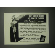 1937 Skilsaw Electrimmer Ad - Cut your hedge 10 times faster with Electrimmer