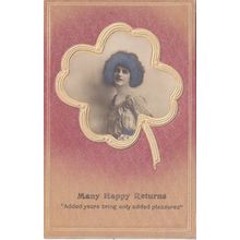 Growing Old Four Leaf Clover Afro Haircut Antique Greetings Postcard