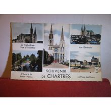 multiview, DE CHARTRES, FRANCE used postcard. Eure-et-Loir 1963 pm #