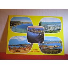 multiview, SAN ANTONIO ABAD , IBIZA, SPAIN used postcard c. 1980 pm #