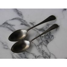 Pair of Vintage Stainless Steel Tea Spoons Victorian Style antique retro cutlery