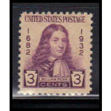 724 3c William Penn Fine MNH O0120