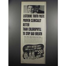 1952 Listerine Tooth Paste Ad - Better Than Chlorophyll