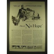 1931 Lysol Disinfectant Ad - He's got appendicitis there's no hope