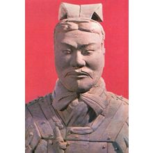 Chinese Military Officer Pottery Museum Model Statue Postcard