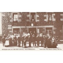 Pension Day at Auchtermuchty Scottish Post Office Postcard