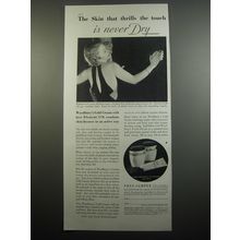 1933 Woodbury's Cold Cream Ad - The skin that thrills the touch is never dry