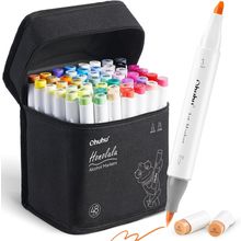 Ohuhu Alcohol Markers Brush Tip: 48-Color Double Tipped Art Marker Set for Artis